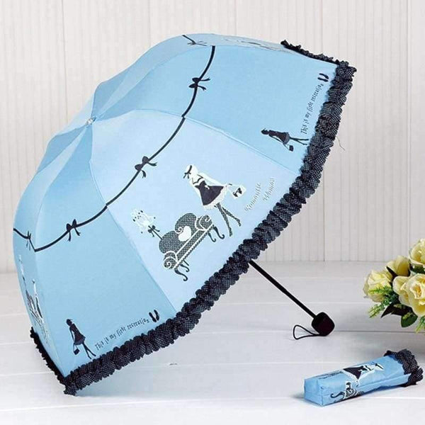 Planet Gates New Blue Beautiful Girl Pattern Umbrella Rain Women Fashion Arched Princess Umbrellas Female Parasol Creative Gift US041