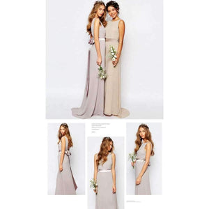 Planet Gates New Bridesmaid Dresses Long With Train Chiffon Sleeveless Sexy Backless Elegant Summer Formal Prom Party Gown