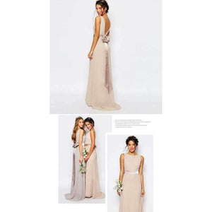 Planet Gates New Bridesmaid Dresses Long With Train Chiffon Sleeveless Sexy Backless Elegant Summer Formal Prom Party Gown