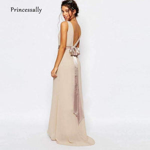 Planet Gates New Bridesmaid Dresses Long With Train Chiffon Sleeveless Sexy Backless Elegant Summer Formal Prom Party Gown