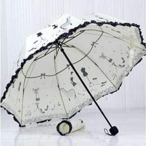 Planet Gates New creamy white Beautiful Girl Pattern Umbrella Rain Women Fashion Arched Princess Umbrellas Female Parasol Creative Gift US041