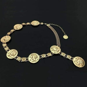 Planet Gates New fashion luxury designer brand chain belt for women Golden coin dolphins portrait  metal waist belts Apparel accessories 06