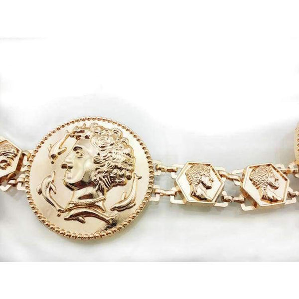 Planet Gates New fashion luxury designer brand chain belt for women Golden coin dolphins portrait  metal waist belts Apparel accessories 06