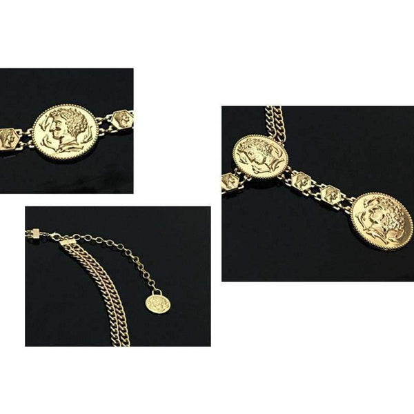 Planet Gates New fashion luxury designer brand chain belt for women Golden coin dolphins portrait  metal waist belts Apparel accessories 06