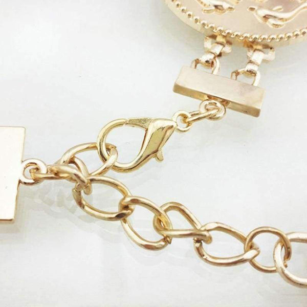 Planet Gates New fashion luxury designer brand chain belt for women Golden coin dolphins portrait  metal waist belts Apparel accessories 06