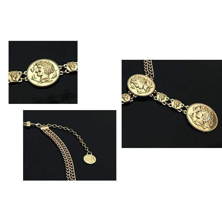 Planet Gates New fashion luxury designer brand chain belt for women Golden coin dolphins portrait  metal waist belts Apparel accessories 06