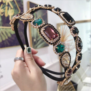 New High-end Hair Accessories Women's Rhinestones Super Flash Alloy Diamonds Fine Side Hairband Headband Fashion Girl Hair Band
