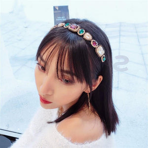 New High-end Hair Accessories Women's Rhinestones Super Flash Alloy Diamonds Fine Side Hairband Headband Fashion Girl Hair Band