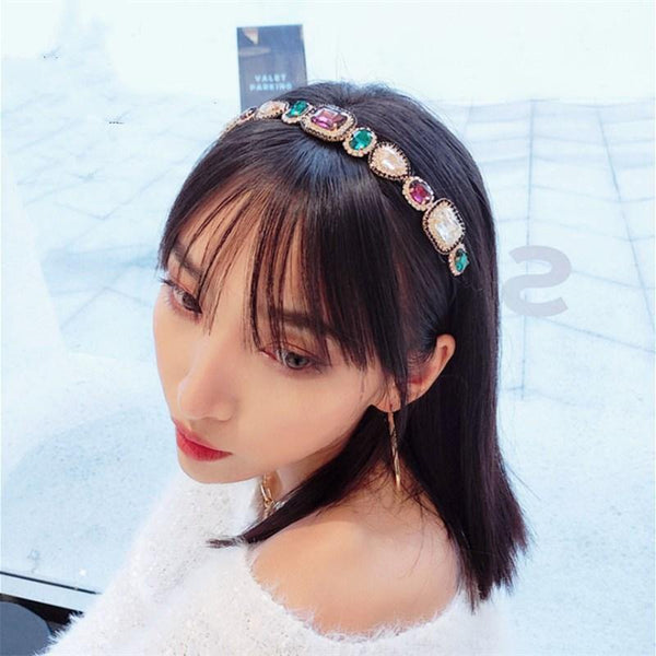 New High-end Hair Accessories Women's Rhinestones Super Flash Alloy Diamonds Fine Side Hairband Headband Fashion Girl Hair Band