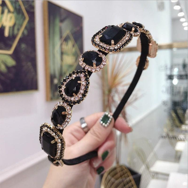 New High-end Hair Accessories Women's Rhinestones Super Flash Alloy Diamonds Fine Side Hairband Headband Fashion Girl Hair Band