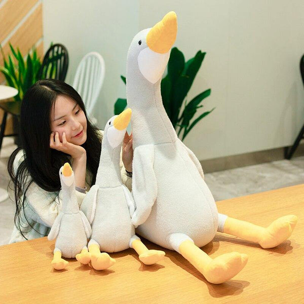 New Huaggble Big Plush White Duck Toy Giant SIze Pink Duck Sky Long Neck Goose Lifelike Animal Doll toys for Kids Birthday Gift