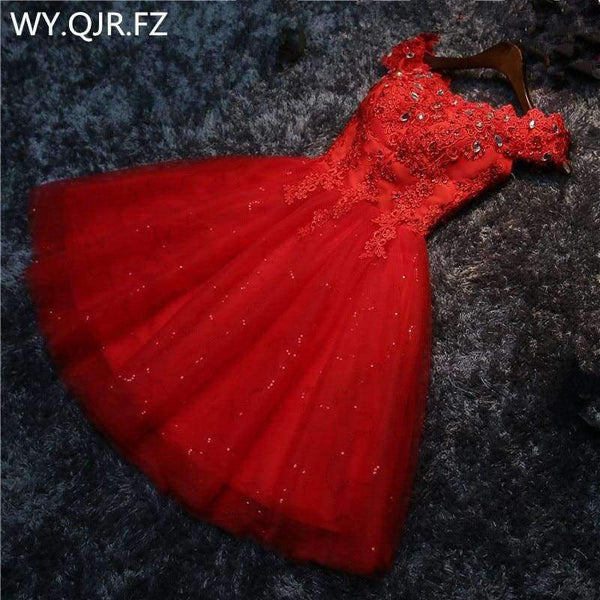 Planet Gates New lace up red lace up short wedding party prom dress 2018 wholesale bride marry Bridesmaid Dresses Chinese