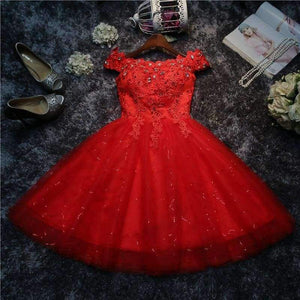 Planet Gates New lace up red lace up short wedding party prom dress 2018 wholesale bride marry Bridesmaid Dresses Chinese
