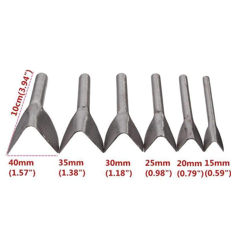 Planet Gates New Leather Craft Tools Half Round V Shaped Cutter Punch Leather Handmade Craft Tools Punching Hand Tools 6Pcs/set 15mm-40mm