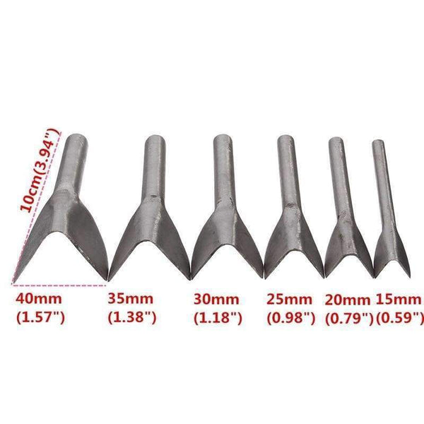 Planet Gates New Leather Craft Tools Half Round V Shaped Cutter Punch Leather Handmade Craft Tools Punching Hand Tools 6Pcs/set 15mm-40mm