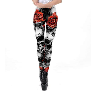 Planet Gates New Leggins Halloween Sugar Skull Leggings For Women Girl Rose Print Fantastic Workout Party Ankle Pant