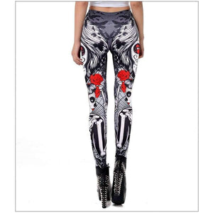Planet Gates New Leggins Halloween Sugar Skull Leggings For Women Girl Rose Print Fantastic Workout Party Ankle Pant