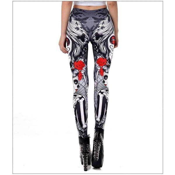 Planet Gates New Leggins Halloween Sugar Skull Leggings For Women Girl Rose Print Fantastic Workout Party Ankle Pant