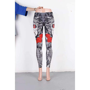 Planet Gates New Leggins Halloween Sugar Skull Leggings For Women Girl Rose Print Fantastic Workout Party Ankle Pant