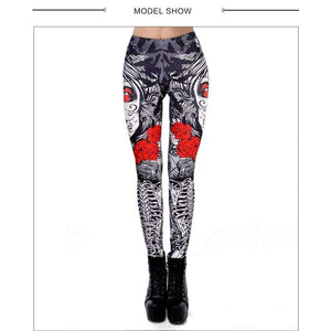 Planet Gates New Leggins Halloween Sugar Skull Leggings For Women Girl Rose Print Fantastic Workout Party Ankle Pant