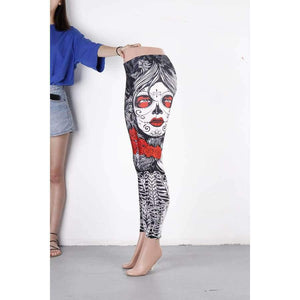 Planet Gates New Leggins Halloween Sugar Skull Leggings For Women Girl Rose Print Fantastic Workout Party Ankle Pant