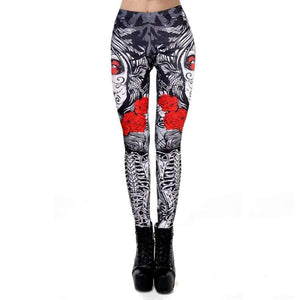 Planet Gates New Leggins Halloween Sugar Skull Leggings For Women Girl Rose Print Fantastic Workout Party Ankle Pant
