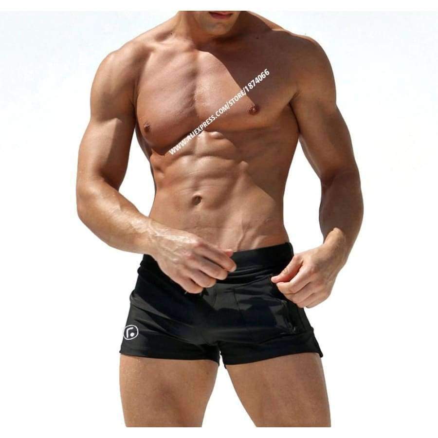 Planet Gates New Men's Swimwear Summer Beach Men Swimming Shorts with Pocket Sexy Men Beachwear Swimsuit Surfing Swim Shorts AQ09