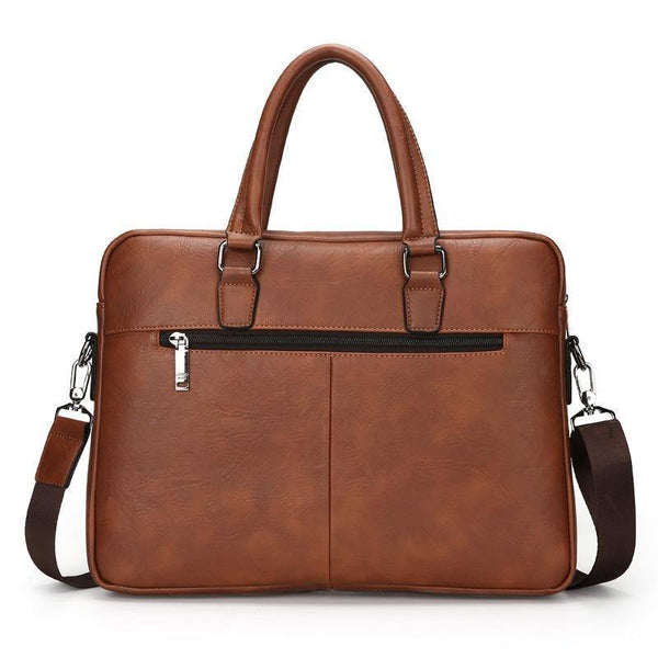 Planet Gates New Men Split Leather Handbag Zipper Men Business Polyester Two Silt Pocket Soft Handle 14 Inches Briefcases Bags