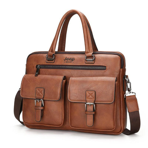 Planet Gates New Men Split Leather Handbag Zipper Men Business Polyester Two Silt Pocket Soft Handle 14 Inches Briefcases Bags