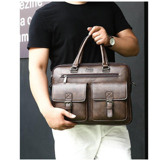 Planet Gates New Men Split Leather Handbag Zipper Men Business Polyester Two Silt Pocket Soft Handle 14 Inches Briefcases Bags