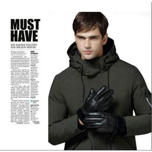 Planet Gates New Men Winter Gloves Warm Genuine Sheep Fur Gloves for Men Thermal Goat Fur Cashmere Genuine Leather Leather Gloves Hand-made