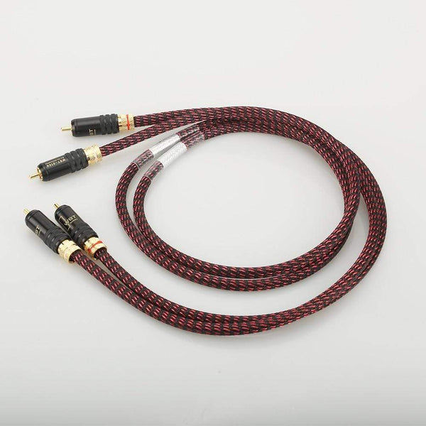 Planet Gates New Pair Hifi audio 5N OFC RCA Audio interconnct cable hi-end RCA to RCA extension cable with gold plated RCA connector plug