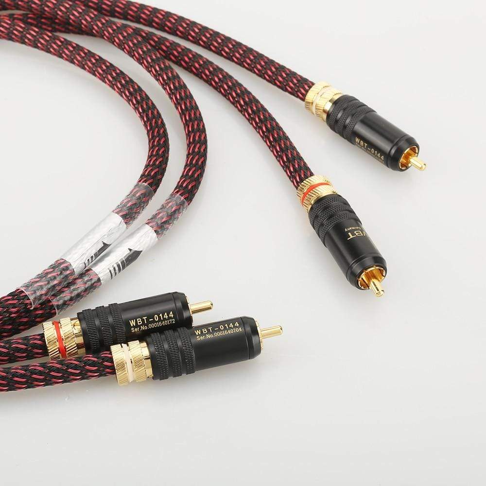 Planet Gates New Pair Hifi audio 5N OFC RCA Audio interconnct cable hi-end RCA to RCA extension cable with gold plated RCA connector plug