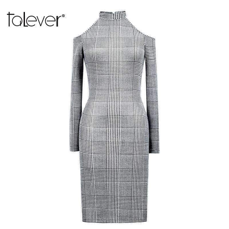 Planet Gates New Sexy Off Shoulder Dress Women Long Sleeve O-Neck Autumn Office Lady Dresses Fashion French Velvet Female Slim Dress Talever