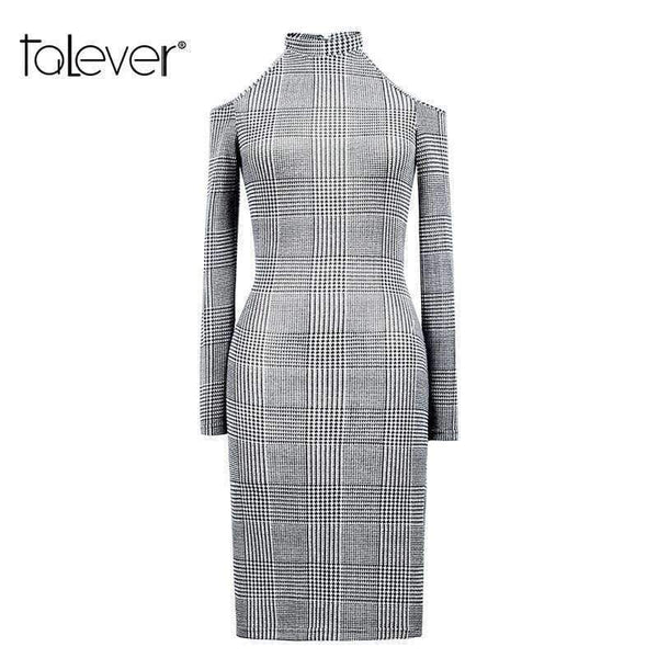 Planet Gates New Sexy Off Shoulder Dress Women Long Sleeve O-Neck Autumn Office Lady Dresses Fashion French Velvet Female Slim Dress Talever