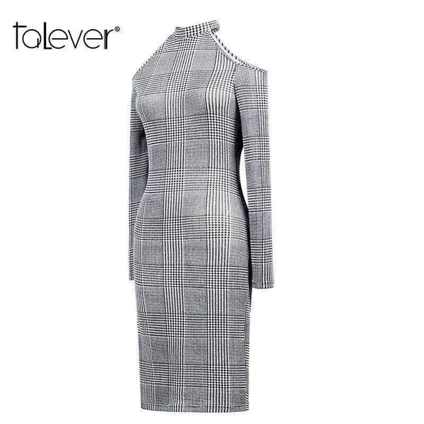 Planet Gates New Sexy Off Shoulder Dress Women Long Sleeve O-Neck Autumn Office Lady Dresses Fashion French Velvet Female Slim Dress Talever