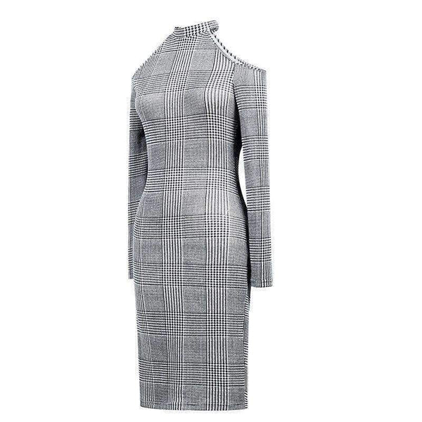 Planet Gates New Sexy Off Shoulder Dress Women Long Sleeve O-Neck Autumn Office Lady Dresses Fashion French Velvet Female Slim Dress Talever