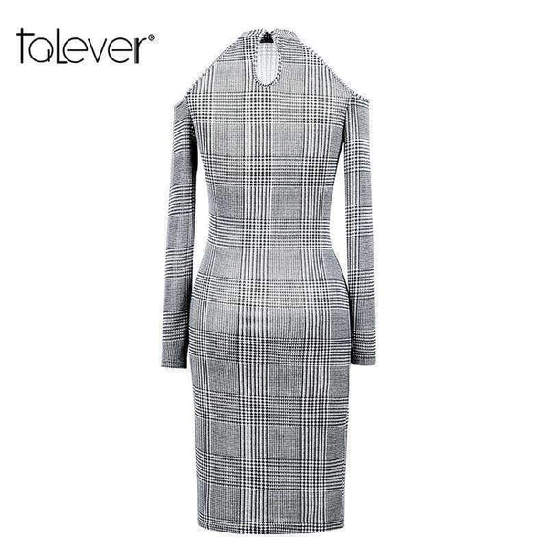 Planet Gates New Sexy Off Shoulder Dress Women Long Sleeve O-Neck Autumn Office Lady Dresses Fashion French Velvet Female Slim Dress Talever