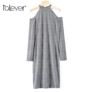 Planet Gates New Sexy Off Shoulder Dress Women Long Sleeve O-Neck Autumn Office Lady Dresses Fashion French Velvet Female Slim Dress Talever