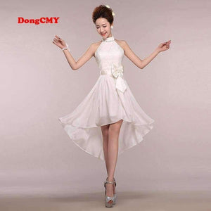 Planet Gates New sleeveless Halter white color Ankle-Length bride girls Bridesmaid dresses