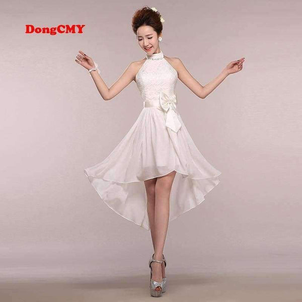 Planet Gates New sleeveless Halter white color Ankle-Length bride girls Bridesmaid dresses
