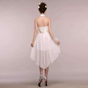 Planet Gates New sleeveless Halter white color Ankle-Length bride girls Bridesmaid dresses