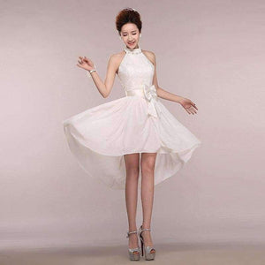 Planet Gates New sleeveless Halter white color Ankle-Length bride girls Bridesmaid dresses