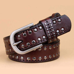 Planet Gates New Style Fashion Designer Belts Rivet Women High Quality Genuine Leather Belt Luxury Vintage Women Belt For Jeans
