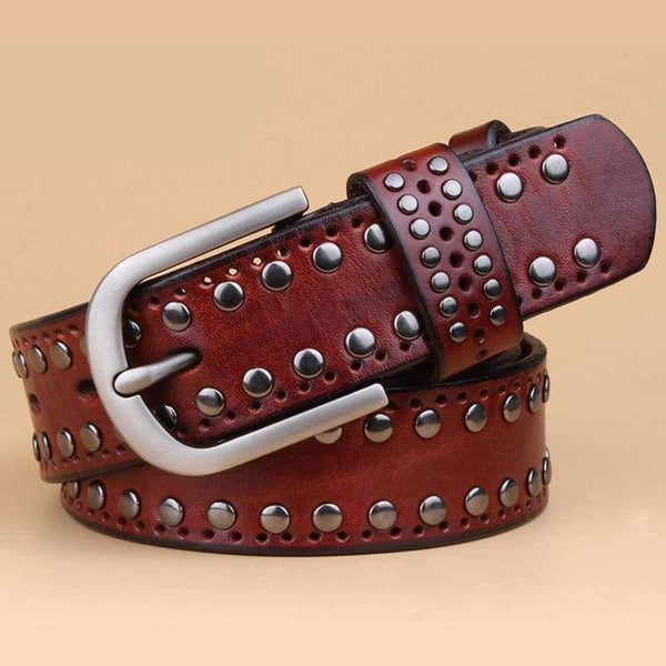 Planet Gates New Style Fashion Designer Belts Rivet Women High Quality Genuine Leather Belt Luxury Vintage Women Belt For Jeans