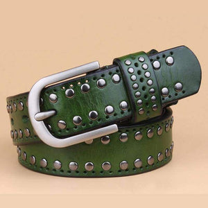 Planet Gates New Style Fashion Designer Belts Rivet Women High Quality Genuine Leather Belt Luxury Vintage Women Belt For Jeans