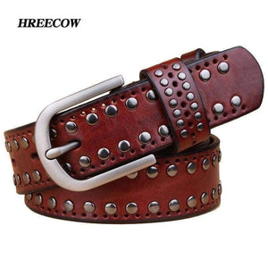 Planet Gates New Style Fashion Designer Belts Rivet Women High Quality Genuine Leather Belt Luxury Vintage Women Belt For Jeans