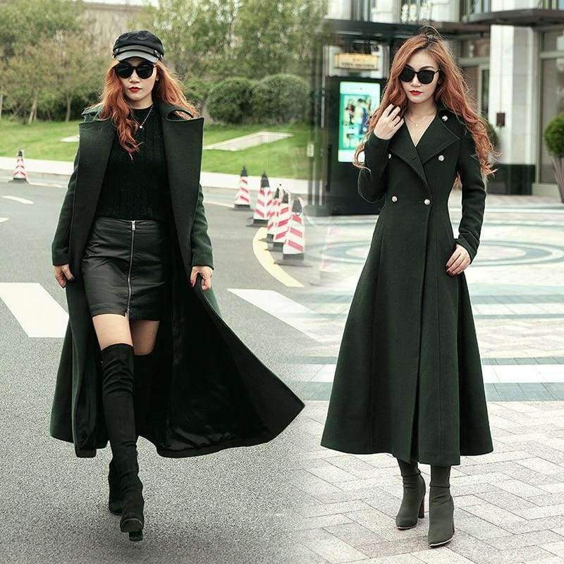 Planet Gates New Style Fashion Long Winter Coat Women's Turn-down Collar Slim Double Breasted black Jackets Ladies high quality 100%