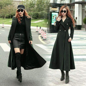 Planet Gates New Style Fashion Long Winter Coat Women's Turn-down Collar Slim Double Breasted black Jackets Ladies high quality 100%