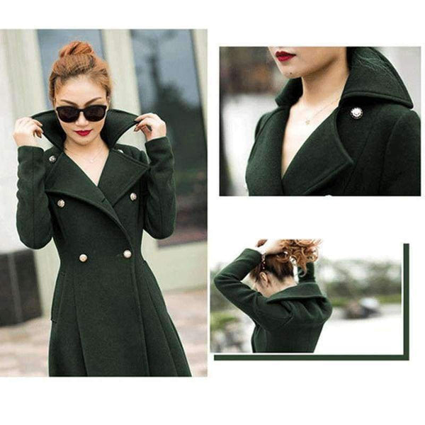 Planet Gates New Style Fashion Long Winter Coat Women's Turn-down Collar Slim Double Breasted black Jackets Ladies high quality 100%